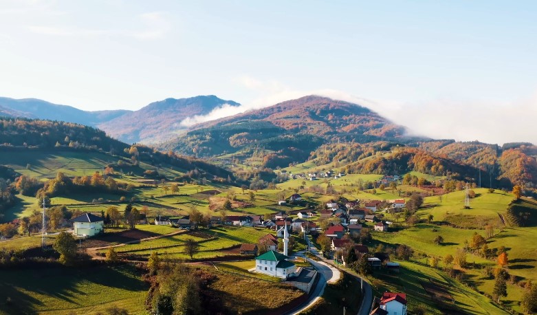 Drone view of scenic nature in Bosnia and Herzegovina